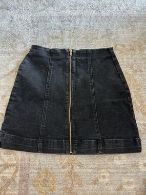 BDG Black Front-Zip Mini Skirt